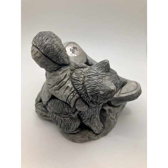 Child And Dog Glacial Ice Age Native American Sculpture Made In Alaska ACE - Picture 3 of 8